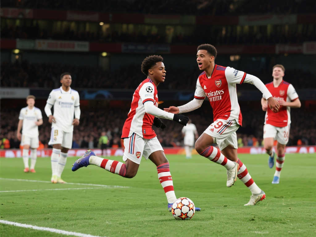 【欧冠】阿森纳5-1狂胜皇马，萨卡与马丁内利建功双杀对手